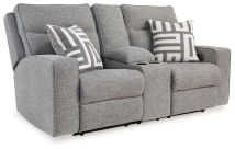 Signature Design by Ashley® 9050318 Biscoe - Pewter - Power Reclining Loveseat With Console /Adj Headrest
