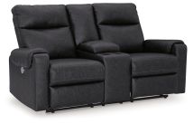 Signature Design by Ashley® 3410596 Axtellton - Carbon - Dbl Power Reclining Loveseat With Console