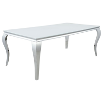 CoasterElevations 115081 Carone - Rectangular Glass Top Dining Table - White And Chrome - Metal And Glass