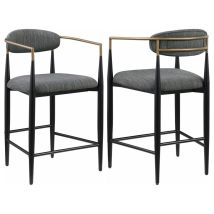 Coaster Fine Furniture 121186 Tina - Fabric Upholstered Counter Chair (Set of 2) - Dark Gray