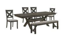 New Classic 40-1902-D4CB New Classic 40-1902-D4CB Gulliver - Dining Table & 4 Chairs & Bench - Brown