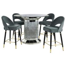 CoasterElevations 115558-S5G Ellie - 5 Piece Mirrored Counter Height Dining Table Set - Gray