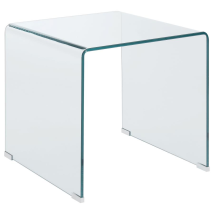 CoasterEssence 705327 Ripley - Squared Tempered Bent Glass Side End Table - Clear
