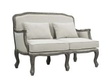 ACME LV01131 Tania - Loveseat - Cream Linen & Brown Finish