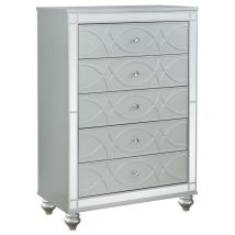 CoasterEssence 223215 Gunnison - 5-Drawer Bedroom Chest - Silver Metallic