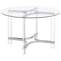 Coaster Fine Furniture 108501 Keeling - Round Glass Top Acrylic Dining Table - Chrome