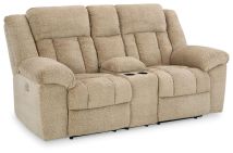 Signature Design by Ashley® 6930518 Tip-off - Wheat - Power Reclining Loveseat With Console / Adj Headrest