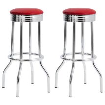CoasterEveryday 2299R Retro - Upholstered Metal Swivel Bar Stool (Set of 2) - Red