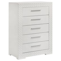 Coaster Fine Furniture 224945 Ives - 5-Drawer Bedroom Chest Of Drawers - White High Gloss