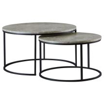 CoasterEveryday 736028 Lainey - 2 Piece Round Faux Marble Nesting Coffee Table - Gray