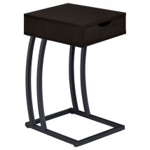 CoasterEssence 900578 Troy - 1-Drawer C-Shaped Side Table Power Outlet - Cappuccino
