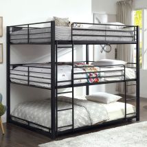 Furniture of America CM-BK917Q-BED Olga - Queen Triple Decker Bed - Sand Black