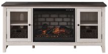 Ashley Furniture W287W3 Dorrinson - 60" TV Stand With Faux Firebrick Fireplace Insert - White / Black / Gray