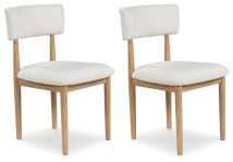 Signature Design by Ashley® D427-02 Sawdyn - White / Light Brown - Dining Upholstered Side Chair (Set of 2)