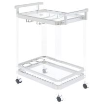 CoasterEssence 902589 Jefferson - 2-Tier Glass Shelf Acrylic Bar Cart - Chrome