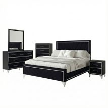 New Classic 00-B1891-25C New Classic 00-B1891-25C Ava - 6/0 Western King 5 Piece Bedroom Set (Bed & Dresser & Mirror & Chest & Nightstand) - Black