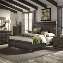 Liberty Furniture 759-BR-CPBDMCN Thornwood Hills - 5 Piece Bedroom Set (California King Panel Bed, Dresser & Mirror, Chest, Nightstand) - Dark Gray
