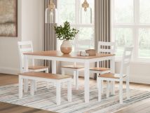 Signature Design by Ashley® D398-325 Gesthaven - Natural / White - Dining Room Table Set (Set of 6)