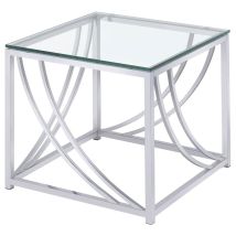 CoasterEssence 720497 Lille - Square Glass Top Side End Table - Chrome
