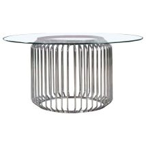 Coaster Fine Furniture 193430BG Veena - Round Glass Top Metal Dining Table - Chrome