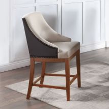 ACME DN03726 Gilsea - Counter Height Chair (Set of 2) - Fabric, Brown Synthetic Leather & Brown
