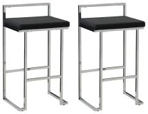 Signature Design by Ashley® D275-630 Madanere - Black / Chrome Finish - Tall Uph Stool (Set of 2)