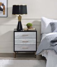 ACME AC00842 Myles - Nightstand - Black, Silver & Gold Finish