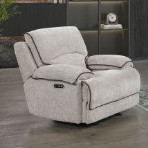 New Classic U5861-13P2-LBR Camden - Glider Recliner With Power Headrest & Footrest - Beige / Brown