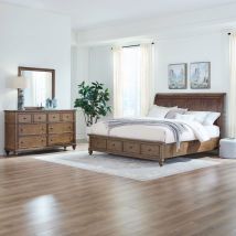 Liberty Furniture 104-BR-KSBDM Twin Lakes - 3 Piece Bedroom Set (King Storage Bed, Dresser & Mirror) - Chestnut