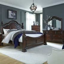 Liberty Furniture 737-BR-KPSDMC Messina Estates - 4 Piece Bedroom Set (King Poster Bed, Dresser & Mirror, Chest) - Dark Brown
