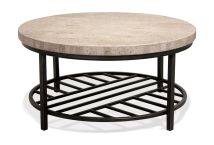 Riverside Furniture 77701 Capri - Round Coffee Table - Alabaster Travertine