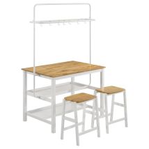 Coaster Fine Furniture 122246-S3 Edgeworth - 3 Piece Kitchen Island Counter Height Table Set - White