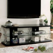 Furniture of America CM5901BK-TV-60 Ernst - TV Stand - Black / Clear
