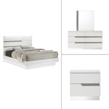 New Classic 00-B69-34N New Classic 00-B69-34N Paradox - 5/0 Queen 4 Piece Bedroom Set (Bed & Dresser & Mirror & Nightstand) - White