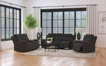 Coaster Fine Furniture 610284-S3 Brentwood - 3 Piece Upholstered Reclining Sofa Set - Dark Charcoal