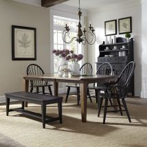 Liberty Furniture 482-DR-6RTS Liberty Furniture 482-DR-6RTS Hearthstone Ridge - 6 Piece Rectangular Table Set - Dark Brown / Black