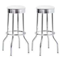 CoasterEveryday 2299W Retro - Upholstered Metal Swivel Bar Stool (Set of 2) - White