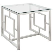 CoasterEssence 703737 Merced - Square Glass Top Side End Table - Nickel