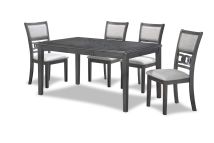 New Classic D1701-160-GRY Gia - 5 Piece Dining Set (Table & 4 Chairs) - Gray