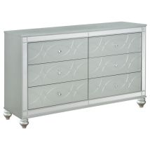 CoasterEssence 223213 Gunnison - 6-Drawer Dresser - Silver Metallic