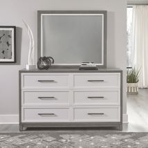 Liberty Furniture 499-BR-DM Palmetto Heights - Dresser & Mirror - Shell White & Driftwood