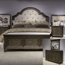 Liberty Furniture 297-BR-KUBDMN Liberty Furniture 297-BR-KUBDMN Paradise Valley - 4 Piece Bedroom Set (King Upholstered Bed, Dresser & Mirror, Nightstand) - Saddle Brown