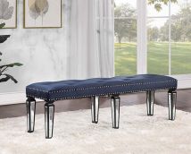 ACME BD00589 Varian II - Bench - Black Velvet & Black & Sliver Finish