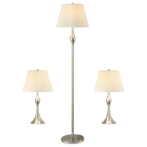 CoasterEssence 901235 Griffin - 3 Piece Floor And Table Lamp Set Brushed Nickel - Brush Nickel