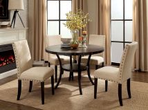 Furniture of America CM3323RT Kaitlin - Round Dining Table - Light Walnut / Beige