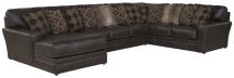 Jackson 4378/72/75/30-09 Jackson 4378/72/75/30-09 Denali - 3 Piece Italian Leather Match Sectional With LSF Chaise And 12 Included Accent Pillows - Chocolate