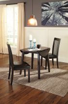 Signature Design by Ashley® D310/15/01(2) Hammis - Dark Brown - 3 Pc. - Drop Leaf Table, 2 Upholstered Side Chairs
