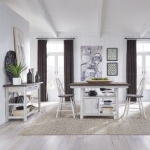 Liberty Furniture 139WH-CD-5GTS Farmhouse - 5 Piece Gathering Table Set - Two Tone White / Wood Tone