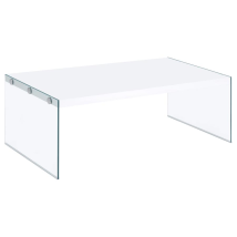 Coaster Fine Furniture 704148 Opal - Rectangular Glass Frame Coffee Table - White High Gloss