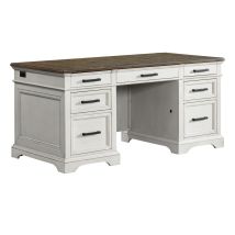 Intercon DK-HO-6630ED-RFO-C Drake - Executive Desk - Rustic White / French Oak